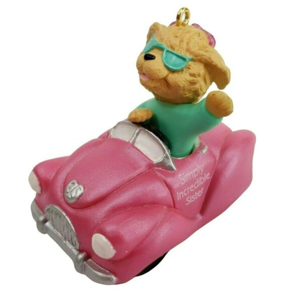 Hallmark Keepsake Ornament 1994 Sister Girl Pink Convertible Car‎ QX5513 Vintage